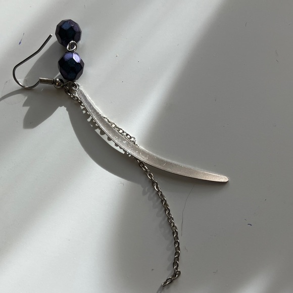 Y2K Handmade Elegant Black, Purple and Silver Earrings Set. - Picture 3 of 5